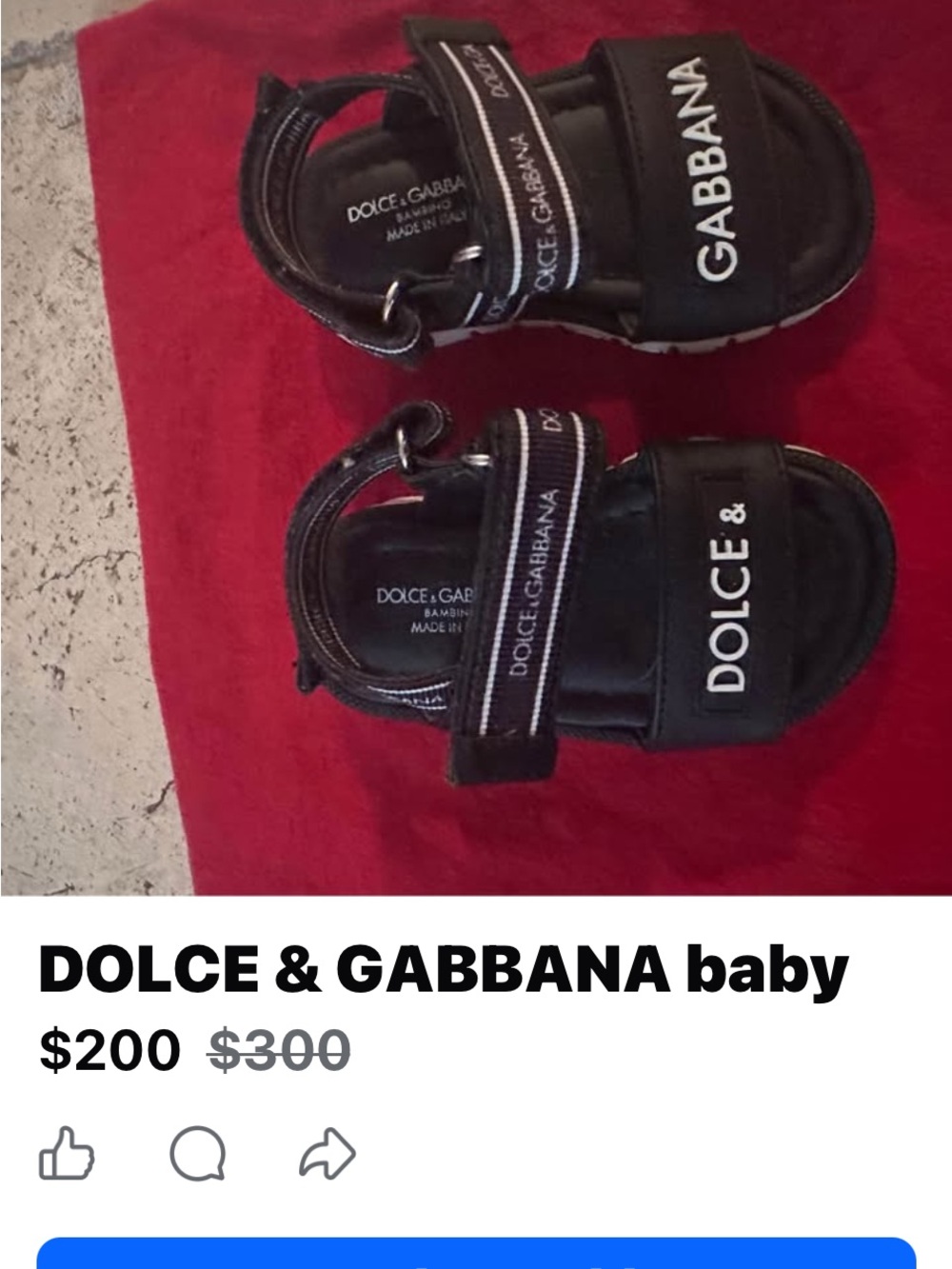 Dolce & Gabbana Black Logo Strap Kids Sandals